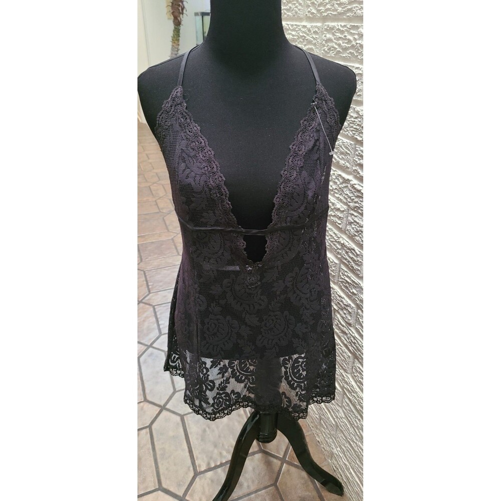 Victoria’s Secret Black Lace Babydoll Negligée Size L